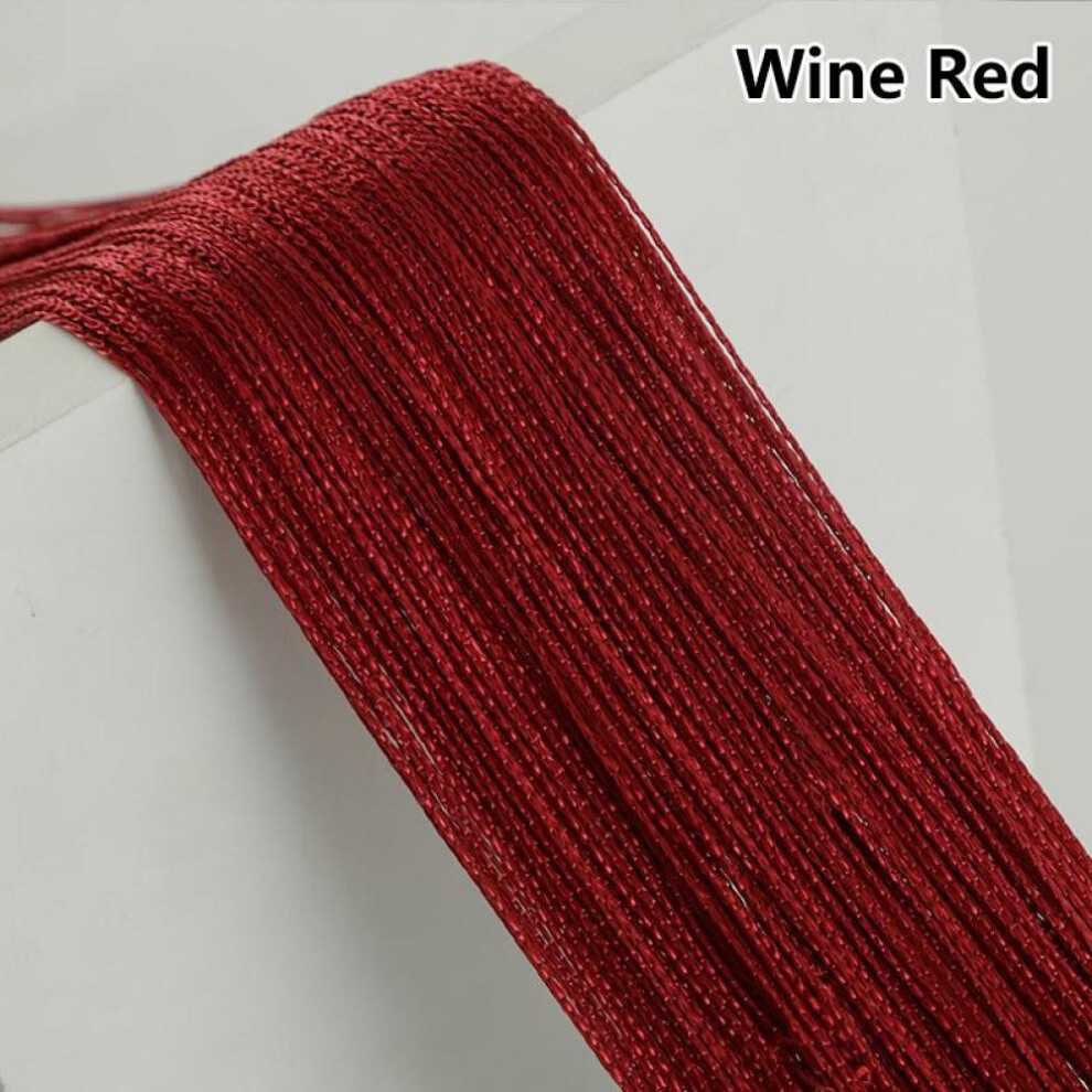 (burgundy) Hanging Tassel Stripe Curtain Polyester Panel Room Divider Line Curtain Window Blind 100*200cm