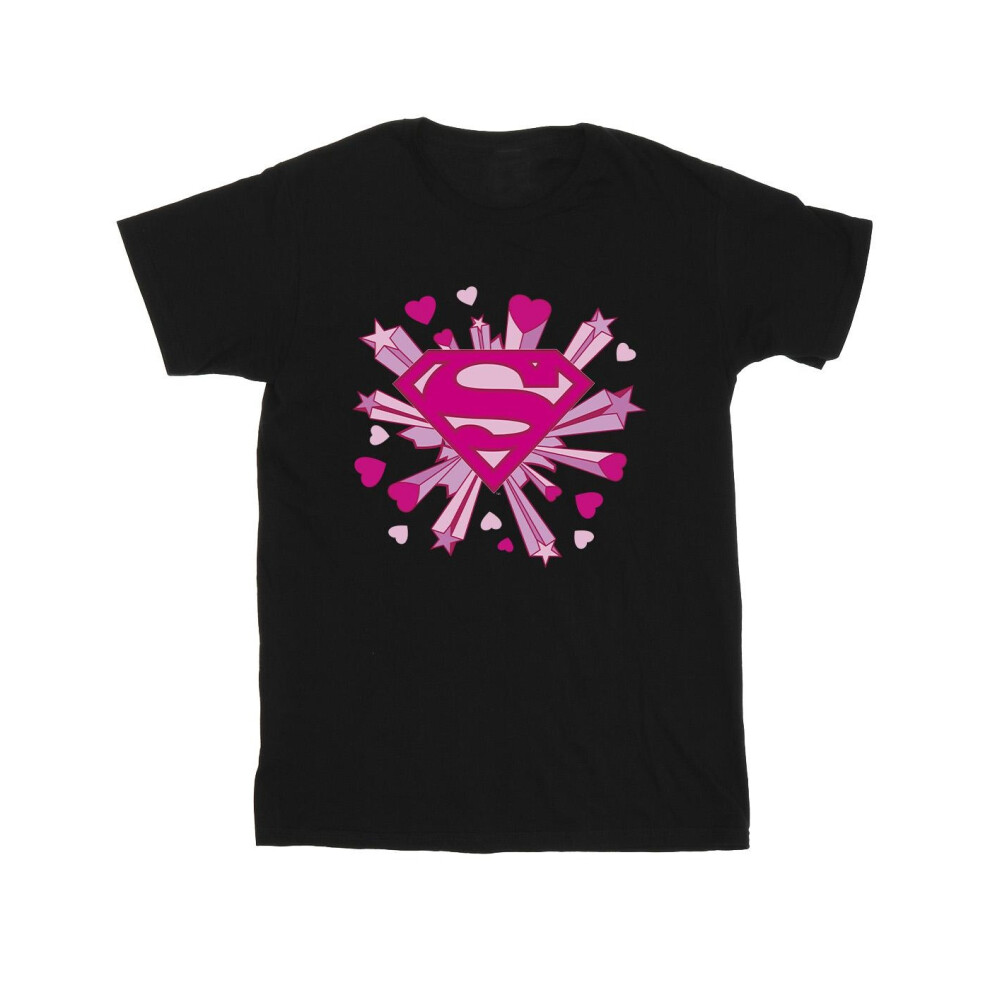 Superman Pink Hearts And Stars Logo Cotton T-Shirt