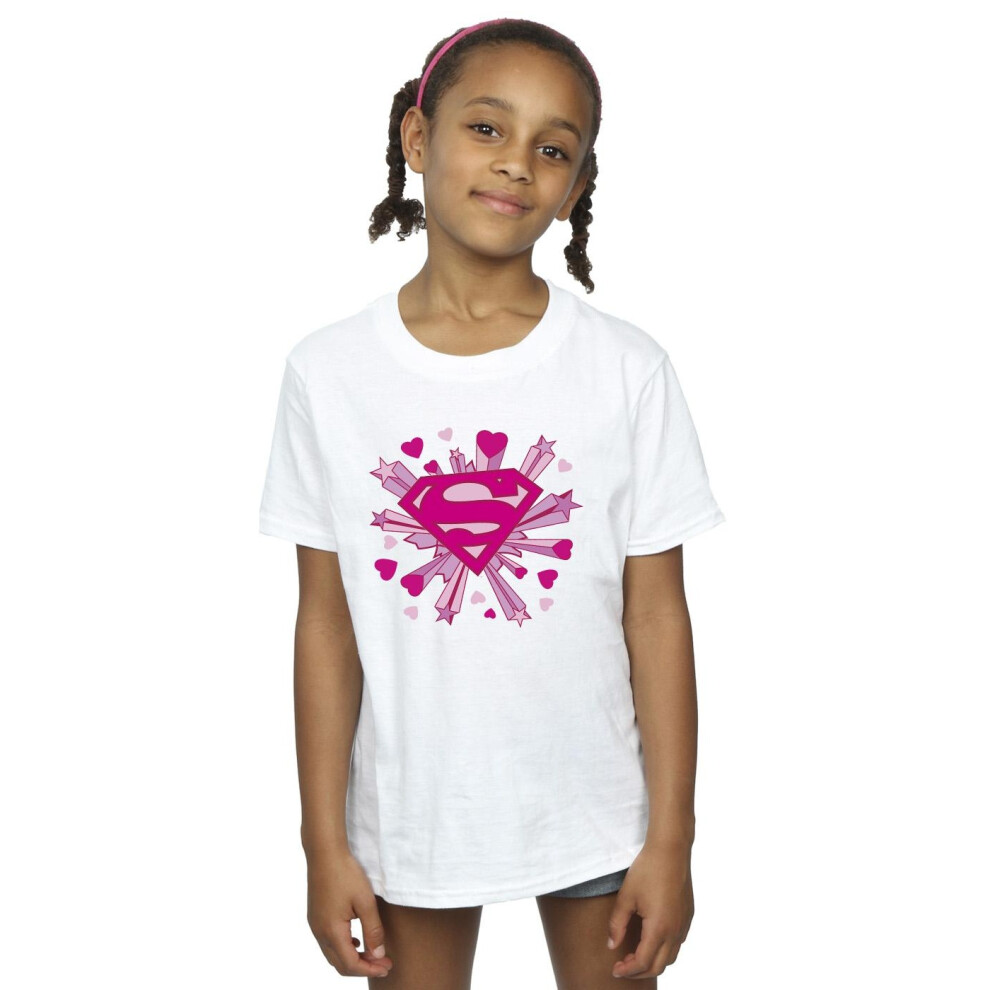 Superman Pink Hearts And Stars Logo Cotton T-Shirt