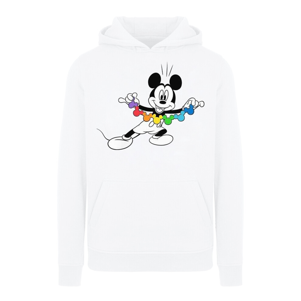 (9-11 Years, White) Disney Girls Mickey Mouse Rainbow Chain Hoodie