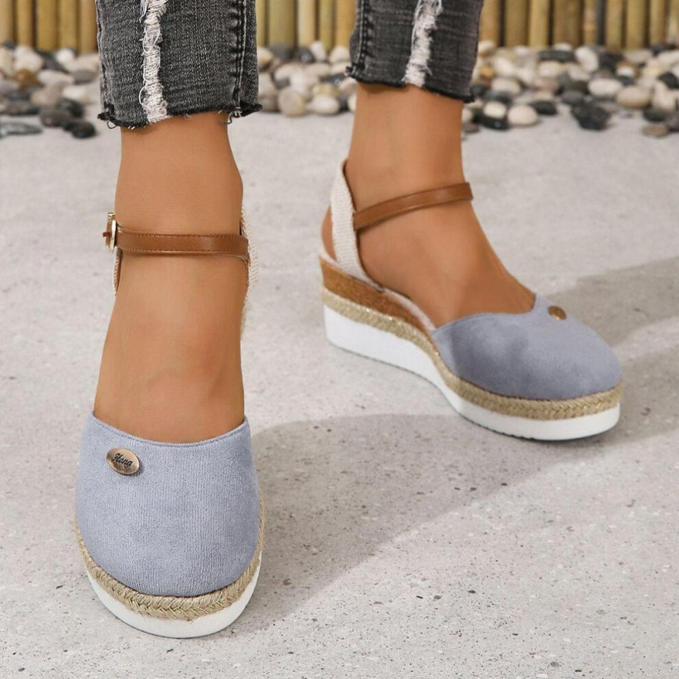 (grey, 36) Plus-size Matching Color Sandals Wedges Light Women&apos;s Shoes Platform Sandals