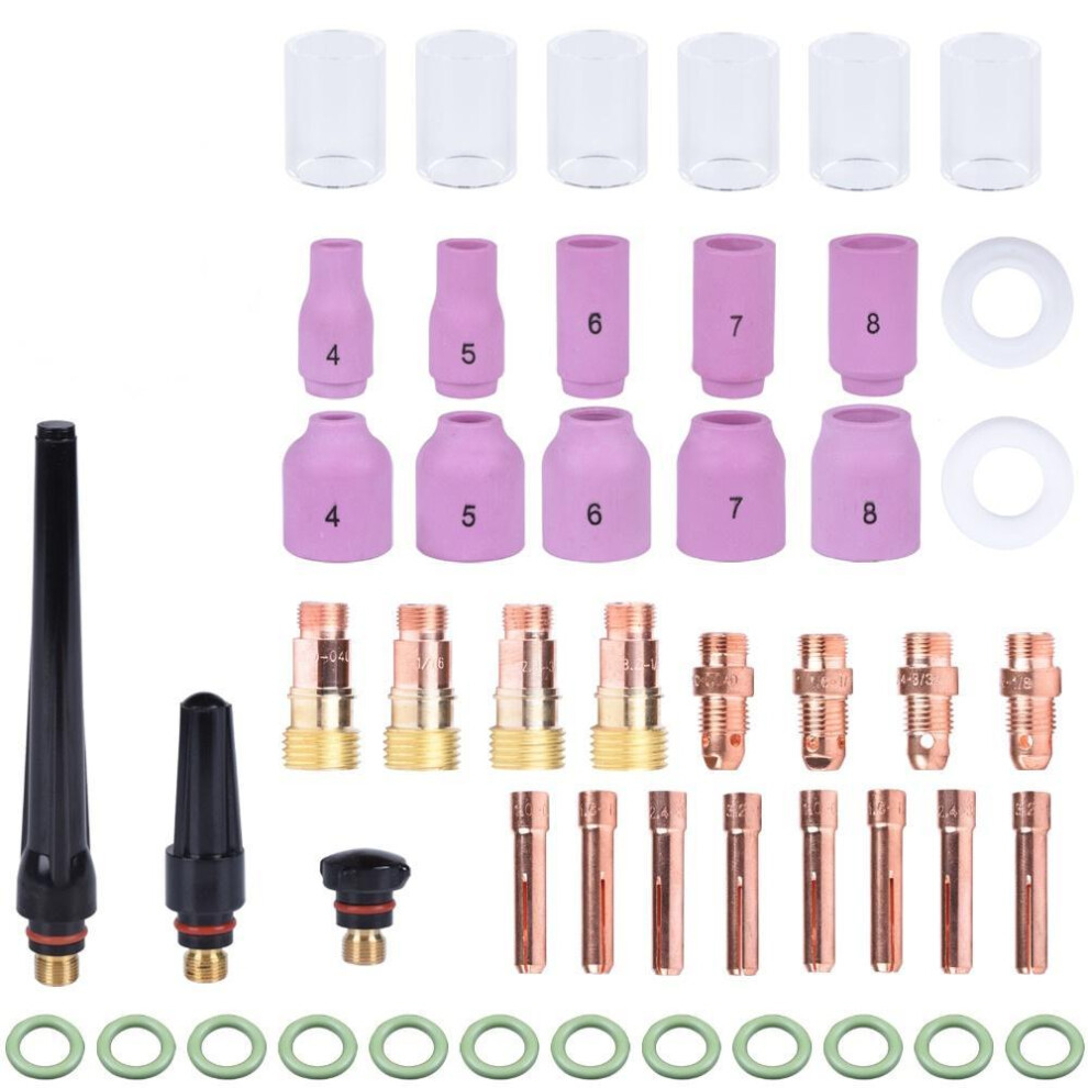 49Pcs TIG Welding Torch Stubby Gas Lens for WP17 WP18 WP26 TIG 10 Glass Cup Spares Kit Durable Practical Accessories