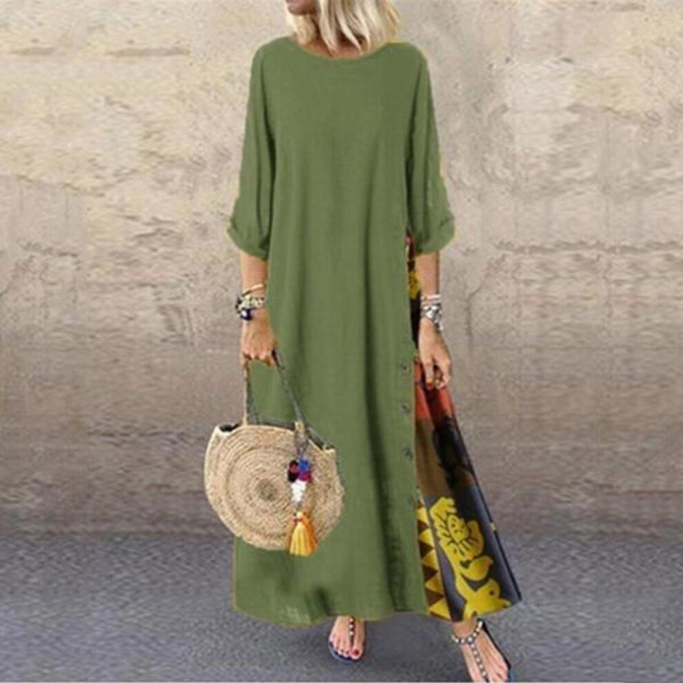 (green, 4XL) Women&apos;s Fashion Casual Loose Big Swing Half Sleeve Long Dress Floral Holiday Maxi Dress Plus Size Vestidos Longos Robe