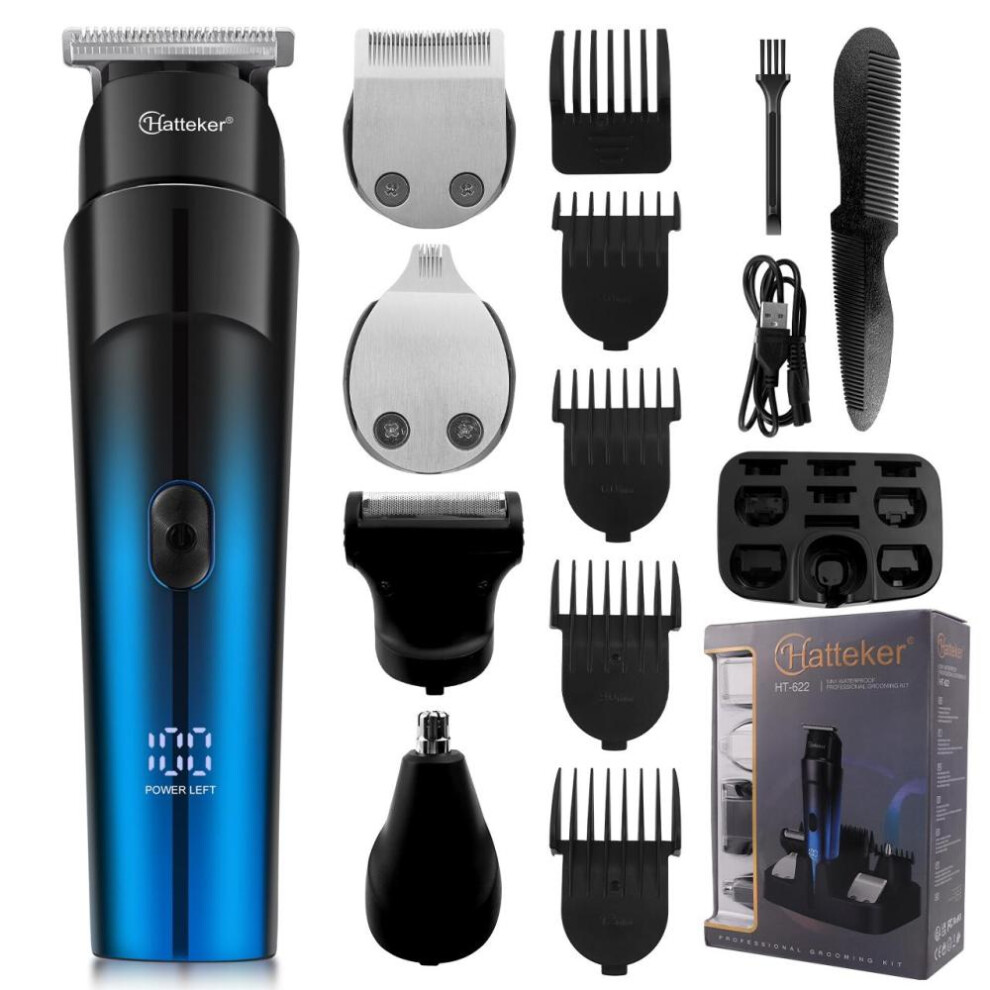 Hatteker Mens Hair Clipper Beard Trimmer Hair Trimmer For Men Cordless Clippers Professional Barbers Grooming Kit