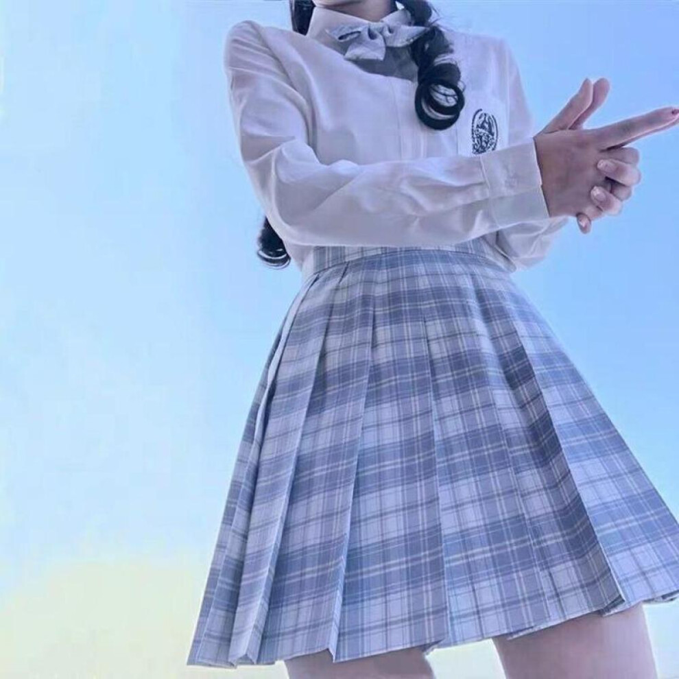 (Other, Other) 3Pcs Women Anime School Uniform Set Summer JK Long Sleeve Shirt Jacket with Skirts Suit