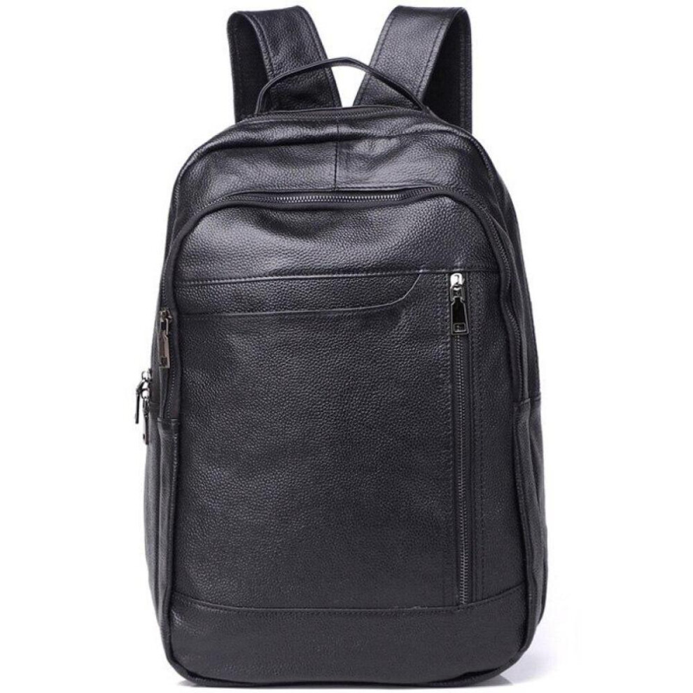 (black) Zency Soft Genuine Leather Backpack Large Capacity Daily Casual Rucksack Office Work Business Bag Travel Casual Knapsack