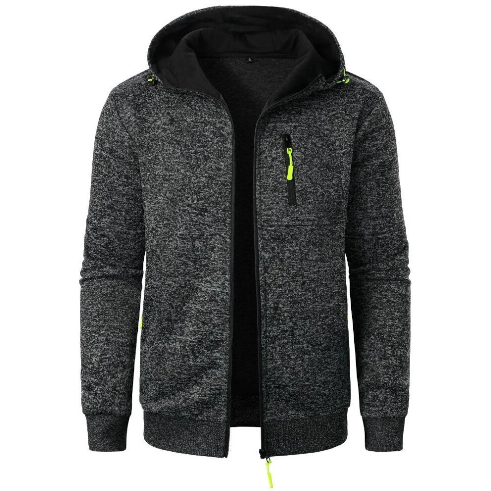 (dark gray, XXXL) Men&apos;s Sports Fitness Casual Sweatshirt Cardigan Hooded Jackets Cardigan Hooded Sweatshirts Baseball Jacket