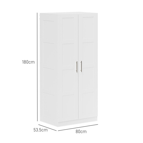 Homcom HOMCOM Wardrobe for Bedroom, Double Wardrobe with Hanging Rail, White 1