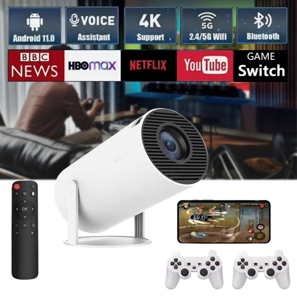 5G 4K Hd Retro Game Projector With 2 Wireless Controllers Projector Smart Hd Led Wifi Bluetooth Hdmi. Usb Android Office Home Theater 4027917215644