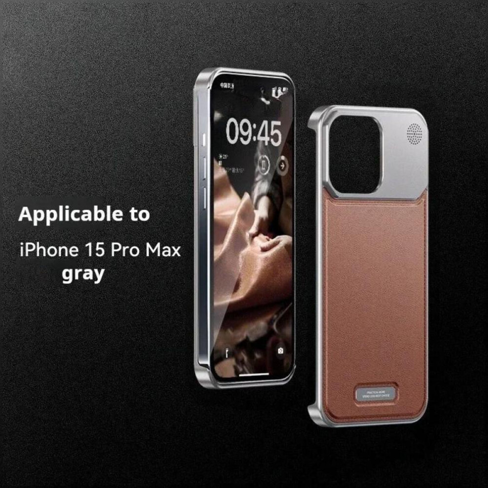 (brown, For iPhone 16 Pro) Luxury Aluminum Metal Leather Shell Case For Iphone 16 15 14 13 Pro Max Magsafe Magnetic Frameless Aromatherapy Phone Cover