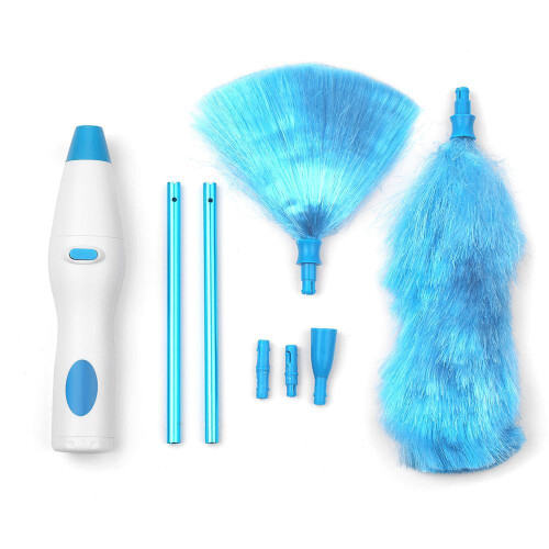 Andoer Handheld Battery Operated Electric Spin Duster Feather Duster Retractable Microfiber Cleaning Brush