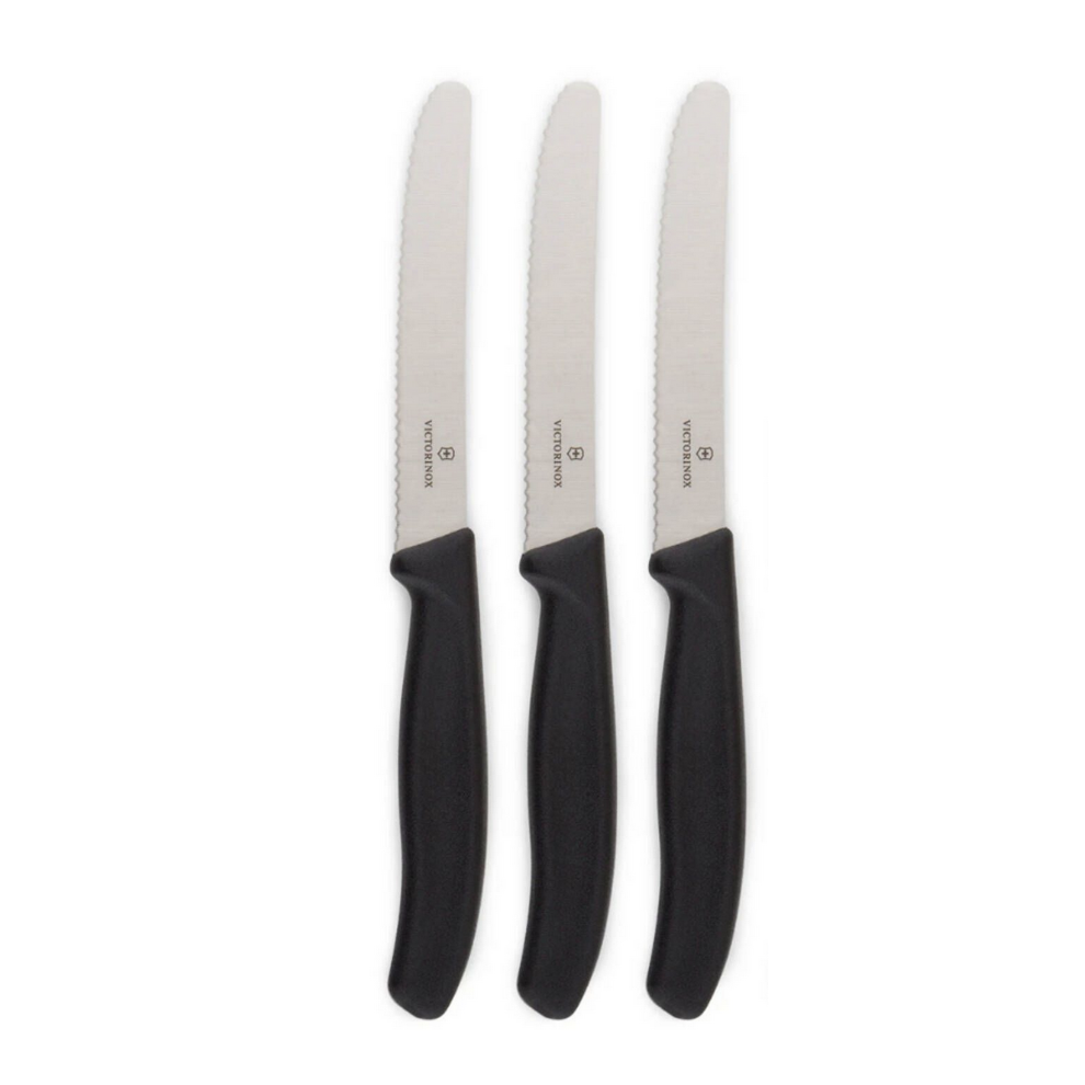 3x Victorinox Standard Wavy Edge Steak and Tomato Knife - Black