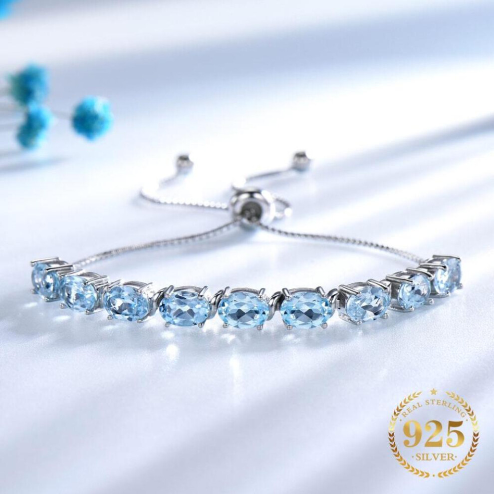 (sky blue) Umcho 9ct Natural Sky Blue Topaz Aquamarine Bracelet