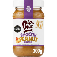 Pip & Nut - Smooth Peanut Butter (6 x 300g) Natural Nut Butter, No Palm Oil, No Added Sugar High in Unsaturated Fats, Gluten Free, Vegan, Dairy Free