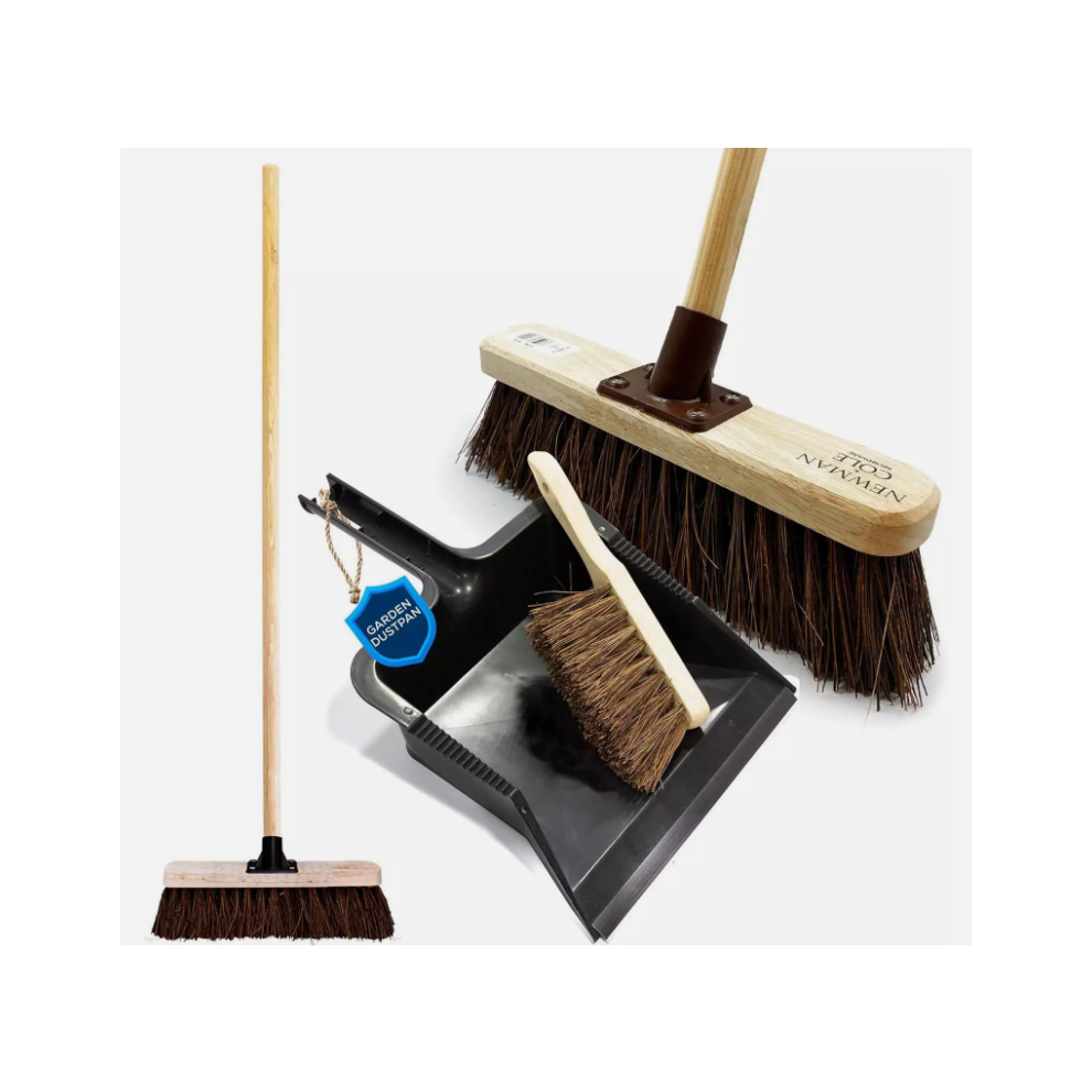 Dustpan Brush Broom Set Garden Sweep Cleaning Sweeping Stiff Hard