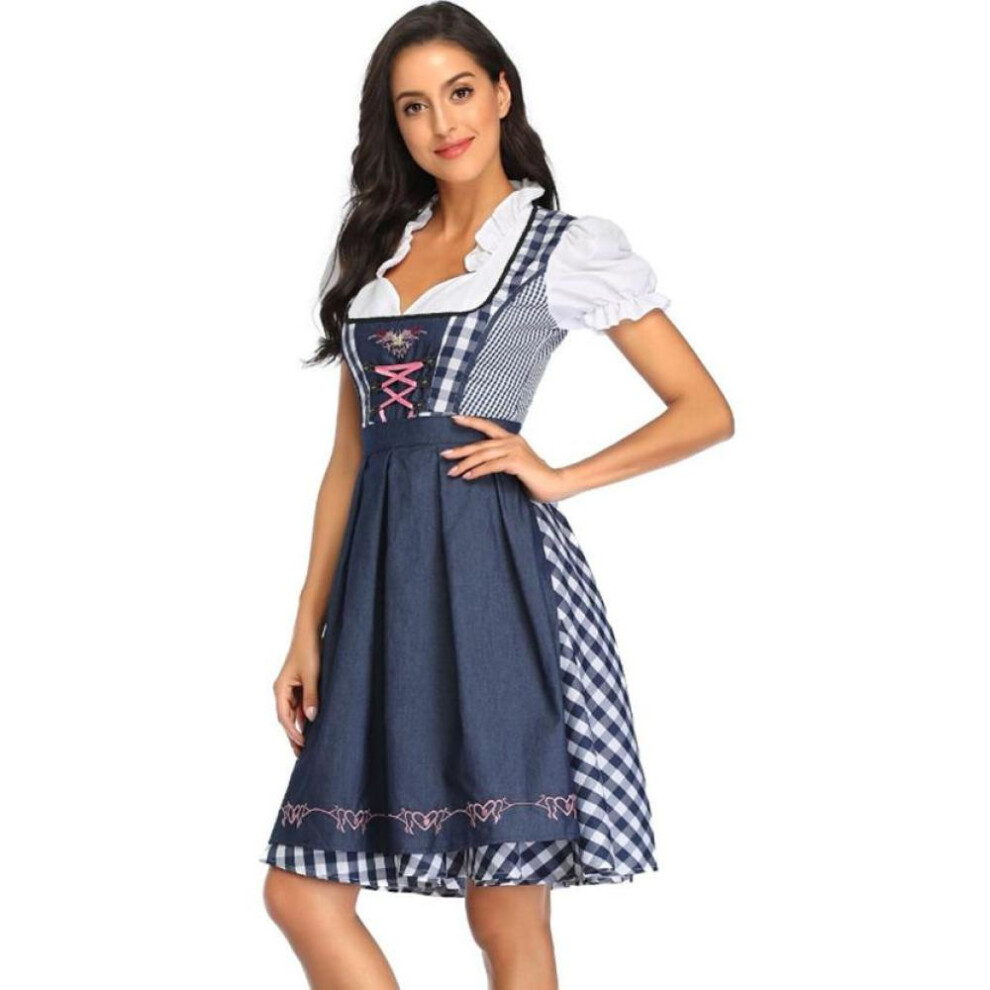 (blue, S) German Bavarian Dirndl Dress Oktoberfest Costume Beer Maid Fancy Dress