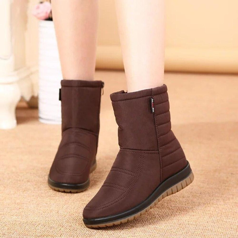 (brown, 36) Waterproof Snow Boots Women Winter Shoes Cold Winter Women Ankle Boots Non-slip Ladies Cotton Shoes Plus Size 42