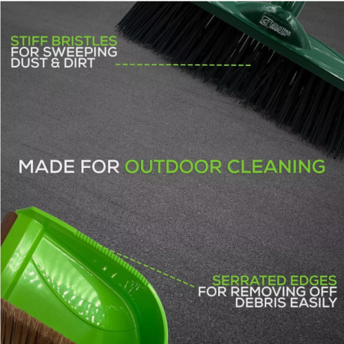 Dustpan Brush Broom Set Garden Sweeper Cleaning Sweeping Stiff Hard 1