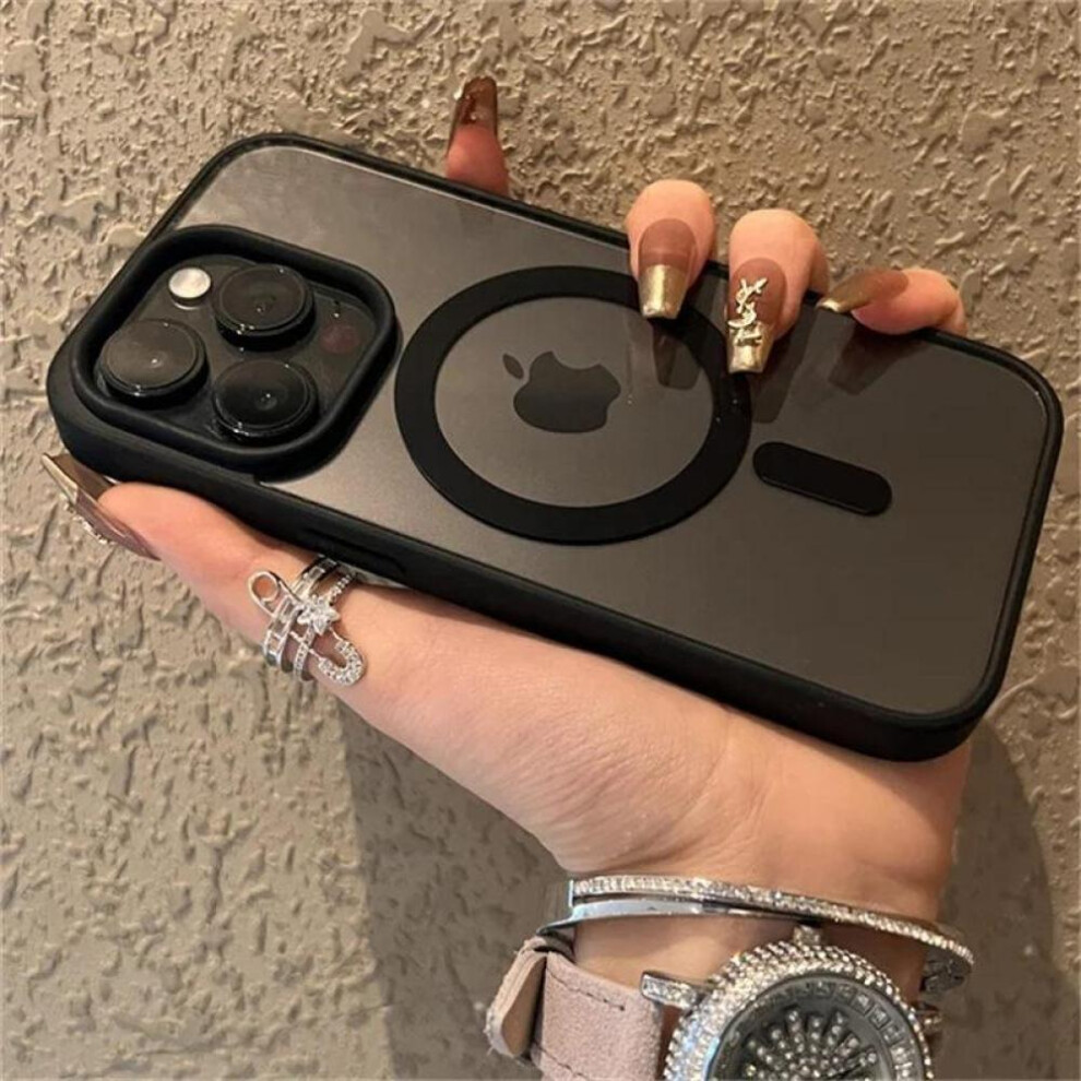 (black, iPhone 15 Pro) Luxury Magsafe Transparent Case for iPhone 16-11 Pro & More
