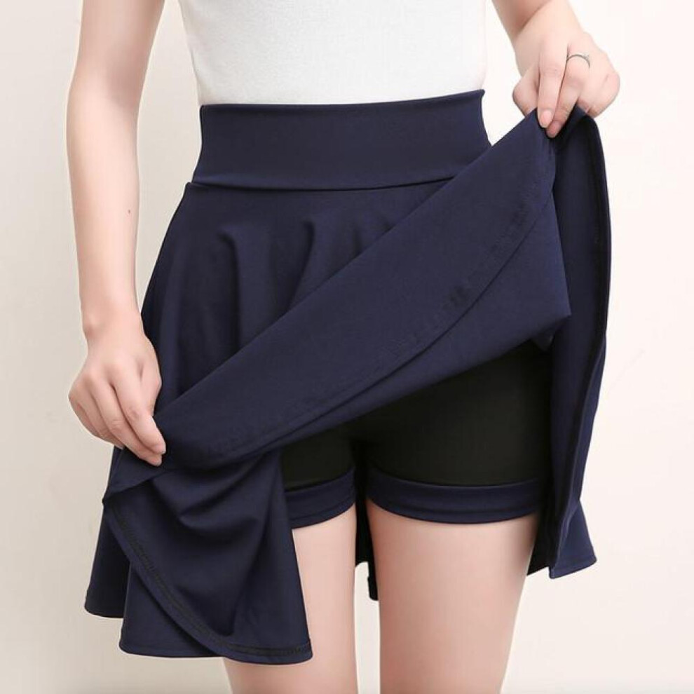 (navy blue, S) Flared Skirts Women&apos;s Basic Shorts Skirt Fashion Versatile Black Casual Mini Skater Medium Pleated Fluffy Skirt Plus Size
