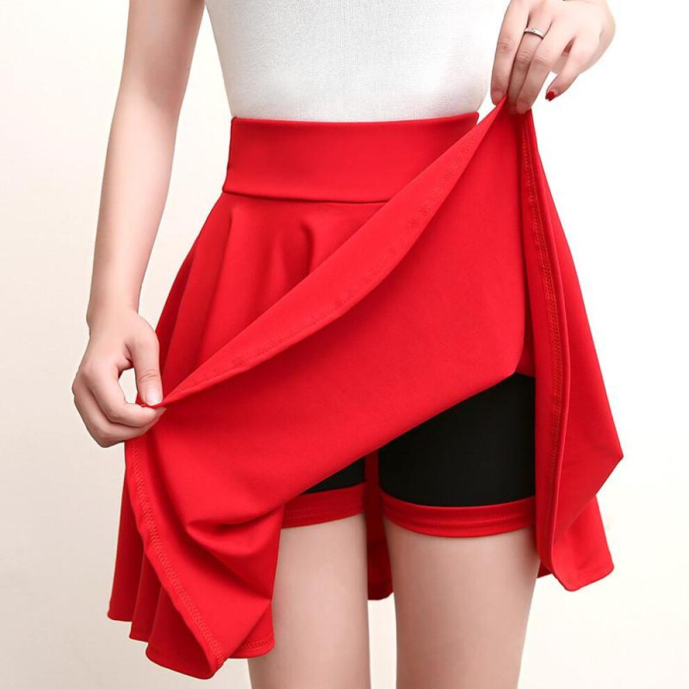 (red, XXXL) Flared Skirts Women&apos;s Basic Shorts Skirt Fashion Versatile Black Casual Mini Skater Medium Pleated Fluffy Skirt Plus Size