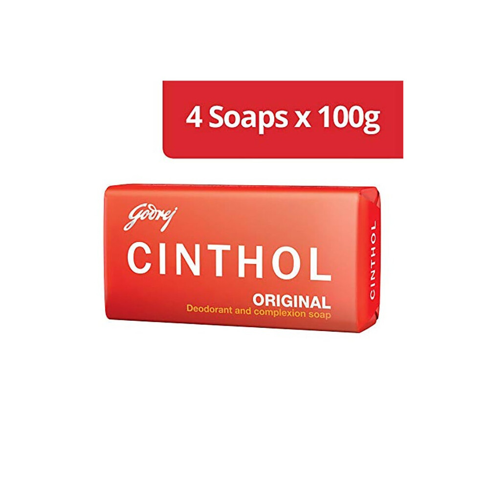 Cinthol Godrej Original Deodorant & Complexion Soap 100g Pack Of 4 | Hand & Body Gentle Cleanser | Freshness & Skin Care for All-Day Protection
