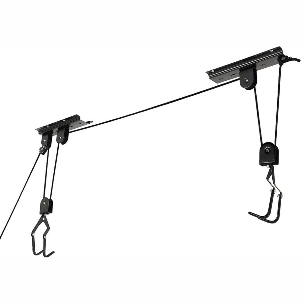 (black) For Garage Ceiling Storage With Hook Rope Bike Lift Bicycle Hanging Display Rack