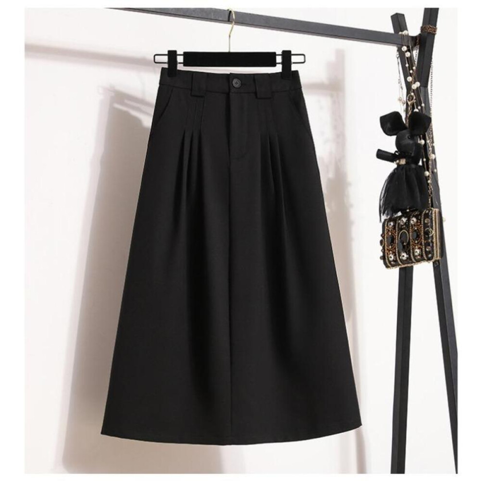 (black, 4XL) Dimanaf 2024 Plus Size Women Draped Skirts Elastic Oversize Stylish Casual Long Skirt Elegant Pleated Skirt