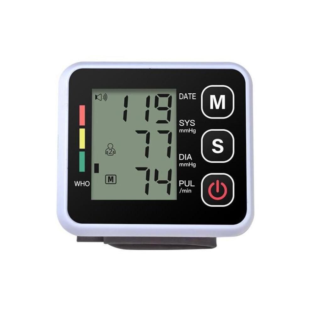 Portable Sphygmomanometer Lcd Screen Digital Wrist Blood Pressure Monitor Heart Rate Pulse Meter Measure Household Use