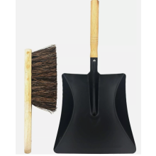 Coal Shovel Brush Set Heavy Duty Metal Soft Stiff Bristle Fireplace