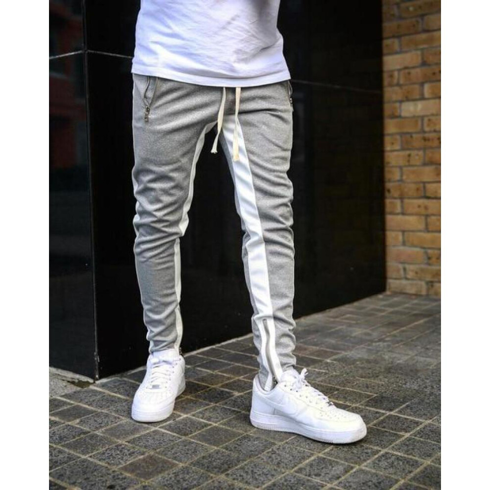 (gray, XXL) Mens Joggers Casual Pants Fitness Sportswear Tracksuit Bottoms Skinny Sweatpants Trousers Track Pant