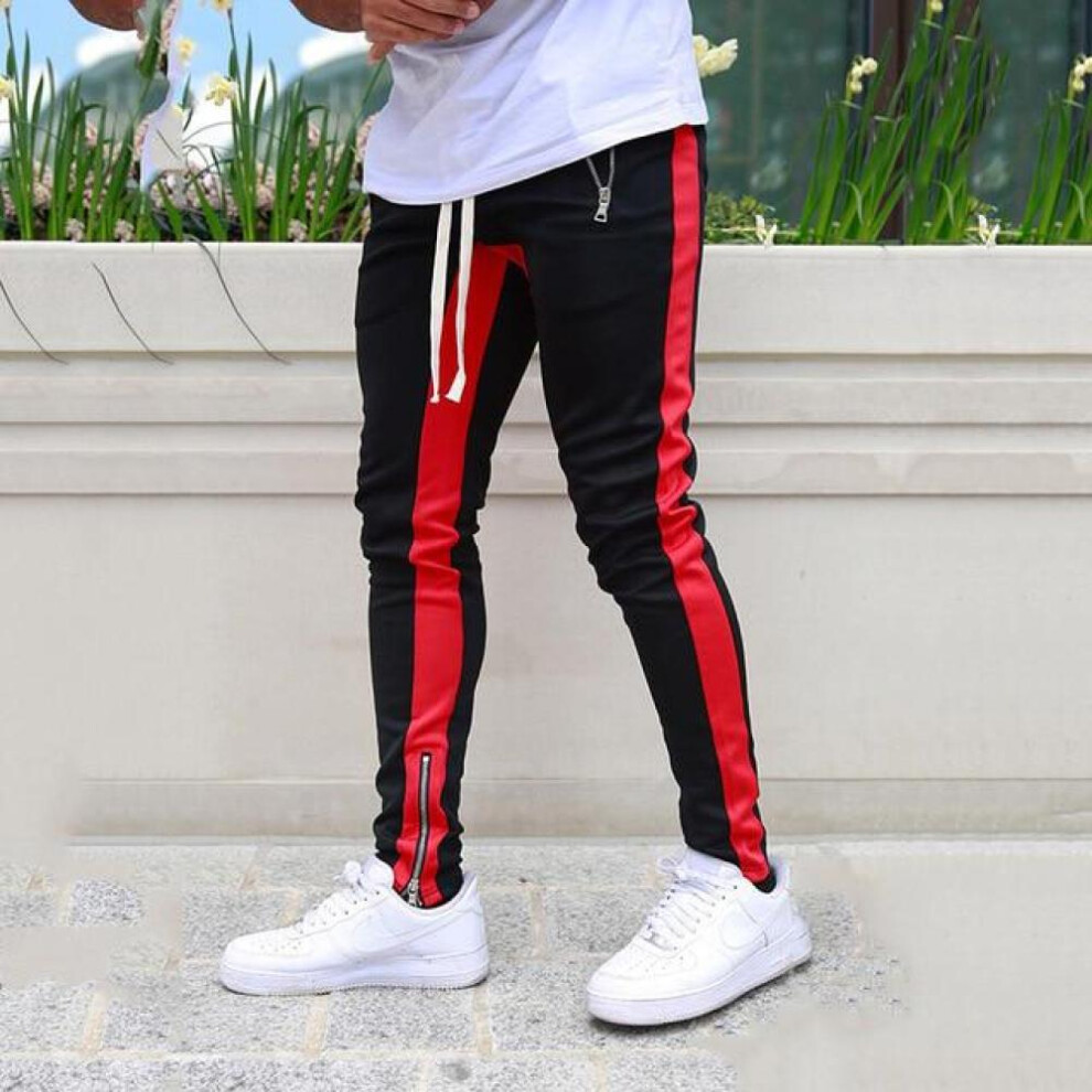 (red, M) Mens Joggers Casual Pants Fitness Sportswear Tracksuit Bottoms Skinny Sweatpants Trousers Track Pant