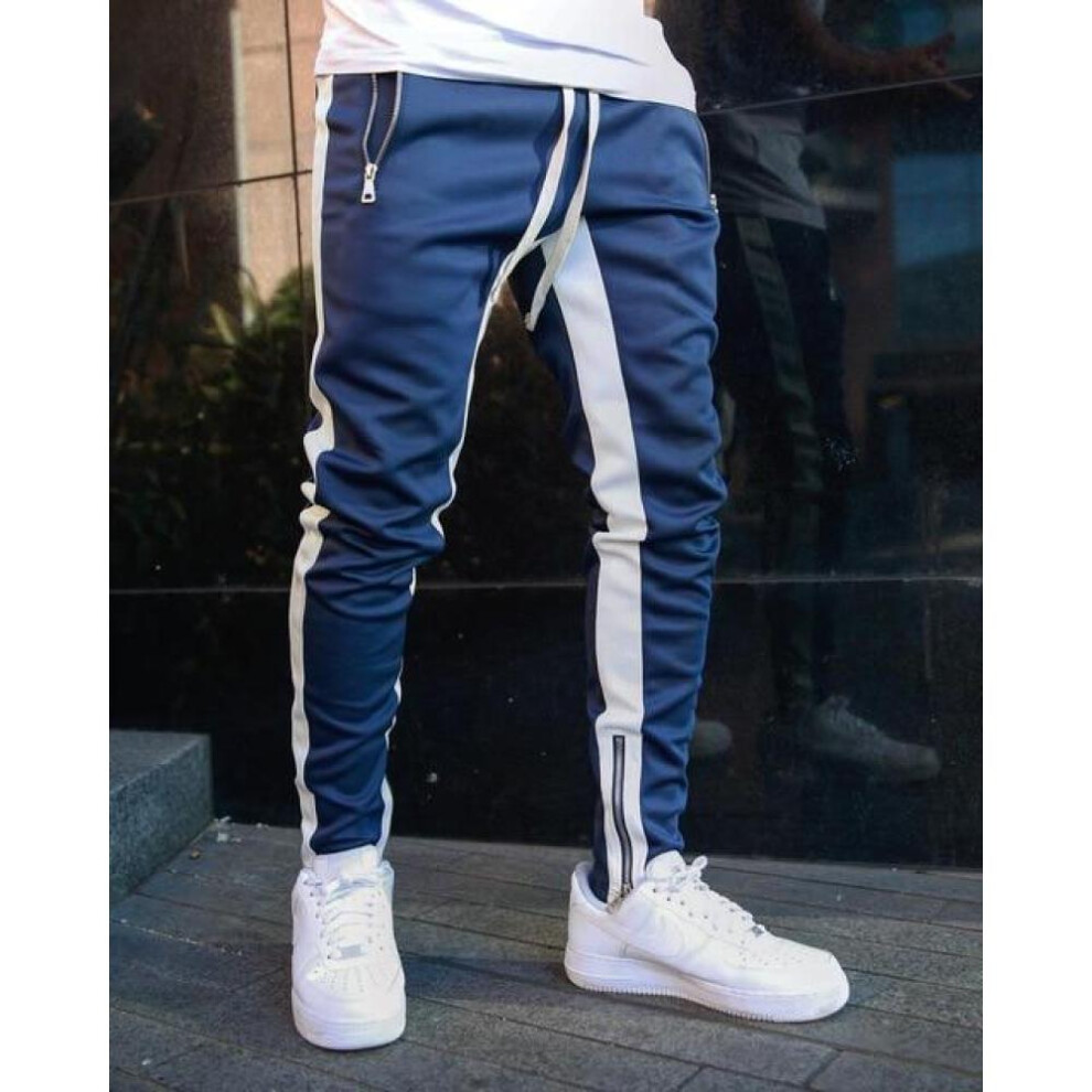 (blue, M) Mens Joggers Casual Pants Fitness Sportswear Tracksuit Bottoms Skinny Sweatpants Trousers Track Pant