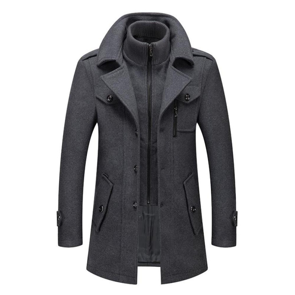 (grey, XL) Trench Coat For Men Woolen Coat For Men Jackets For Men Fashion Jacket&coat Mens Coat Double Collar Coat Cold-proof Jacket
