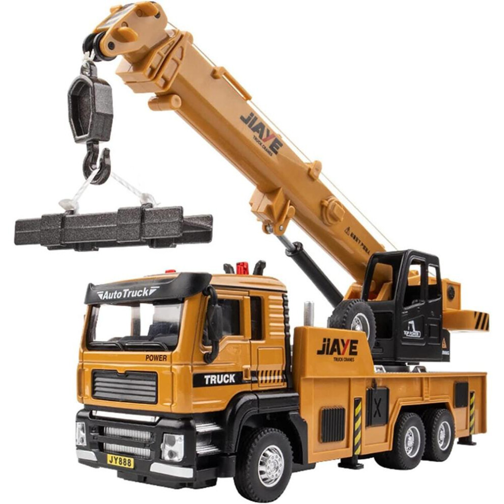 (yellow, 1/50-22.5x8x5.5cm) 1/50 Scale Mixer Truck Excavator Diecast Alloy Engineering Vehicles Toy Car Model, Crane Boom Truck Platform Rotate Metal