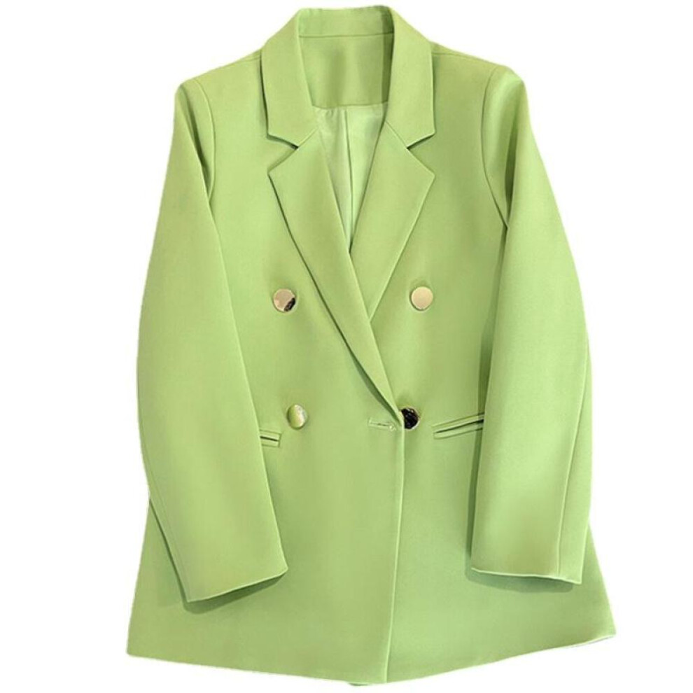 (green, S) Asian Size Fashion Casual Women's Solid Color Pocket Blazer Suit Long Sleeve Cardigan Multi Colors Blazers Jacket