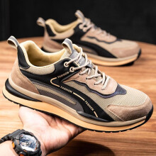 (beige, 46) Labor protection shoes, suede, steel head, anti-smashing, puncture-proof, breathable, deodorant, anti-slip rubber soles, working shoes