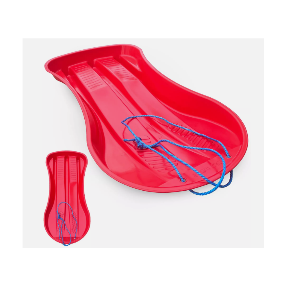 The Dustpan & Brush Store Snow Sledge Adult Kids Heavy Duty Plastic Rope Toboggan Sleigh Sled