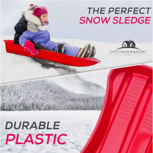 Heavy Duty Plastic Snow Sledge with Pull Rope 1