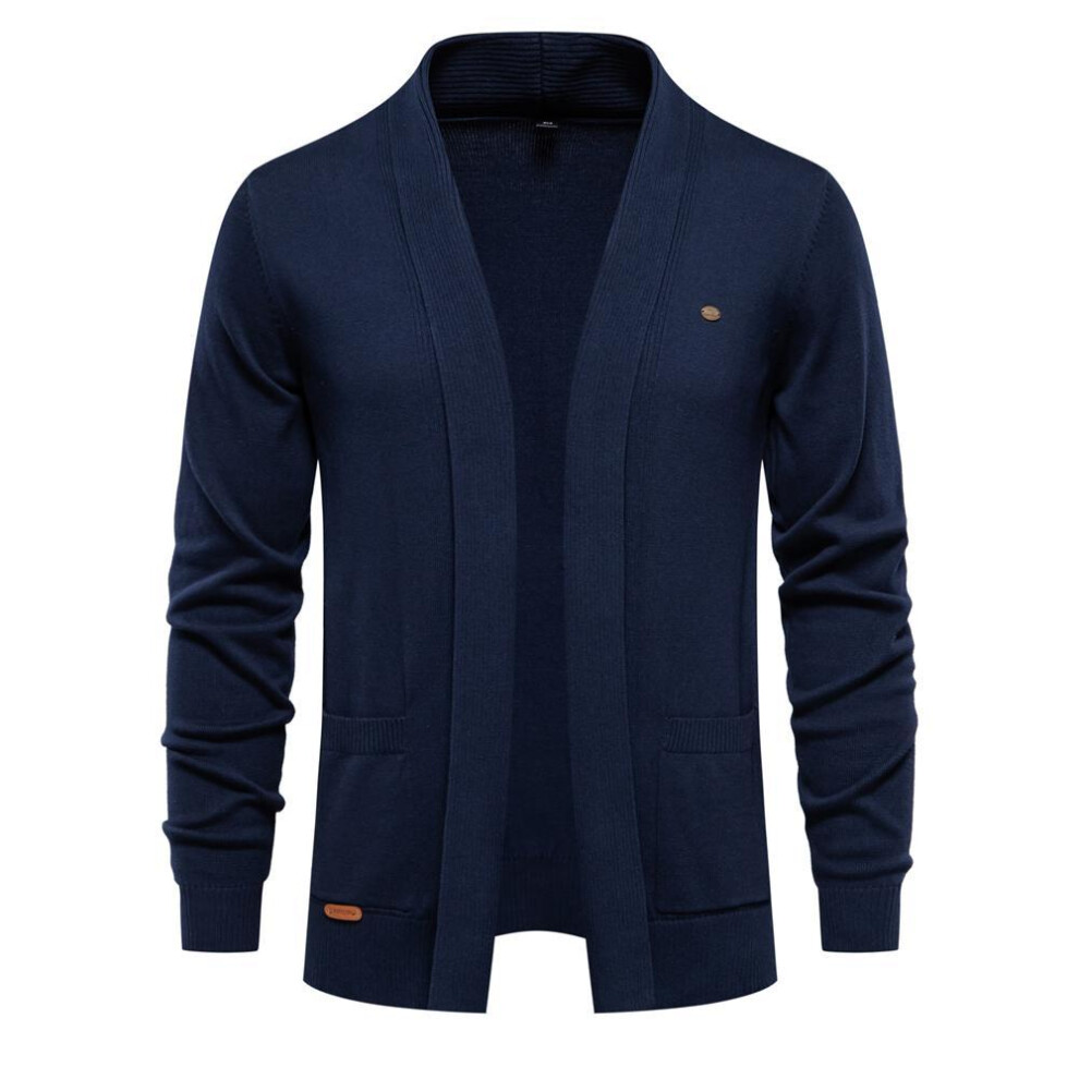(navy, XL 85-95 kg) 2023 New Winter Cotton Cardigan For Men Quality Mens Sweater Fashion Turn Down Collar Knitted Sweaters For Men