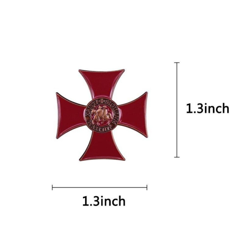 (1pcs) Knights Templar Crusaders Solomons Temple Lapel Pin Sigillum Militum Red Cross Badge
