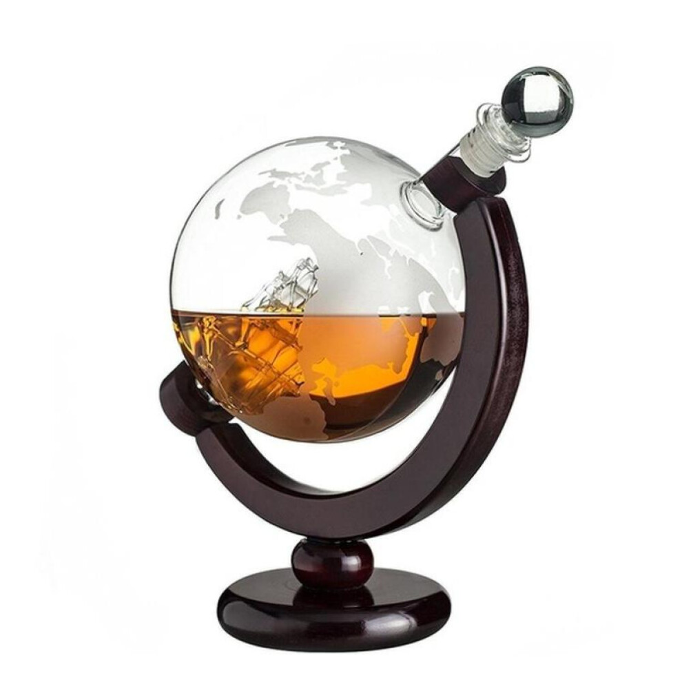 850ml Large Glass Globe Round Liquor Decanter Gift Whiskey Bottle Wine Decanter Holder