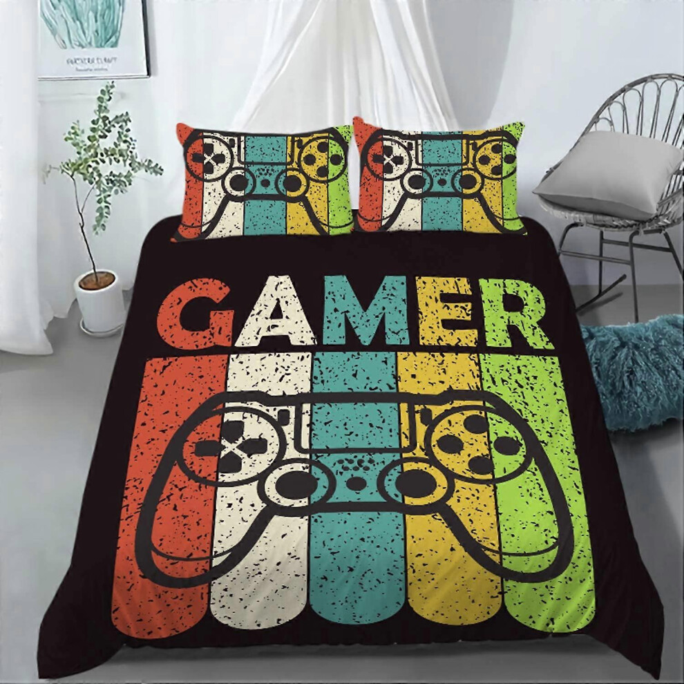 (Single 135*200cm) Boys Gamer Bedding Set, Gaming Quilt Set