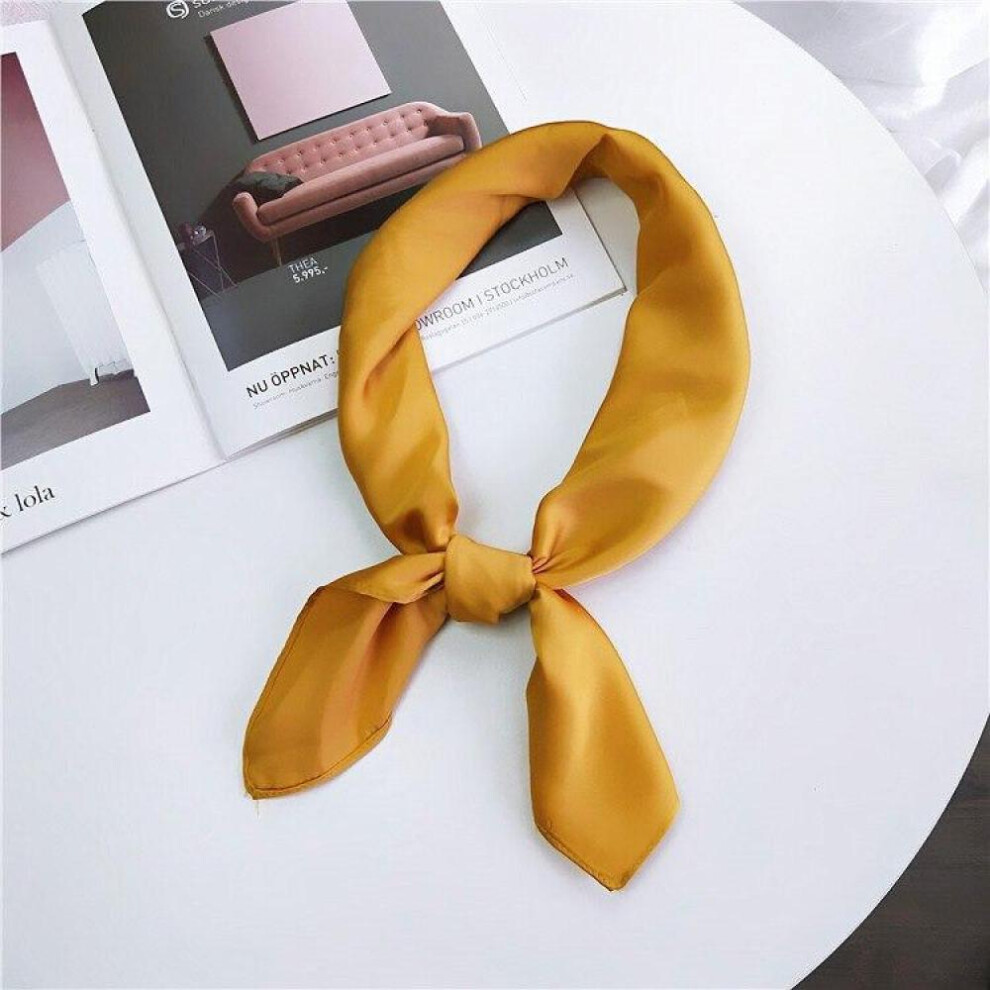 (yellow) Fashion Kerchief Women Hijab Scarf Silk Satin Neck Scarfs Female 70cm*70cm Square Bandana Head Hair Scarves