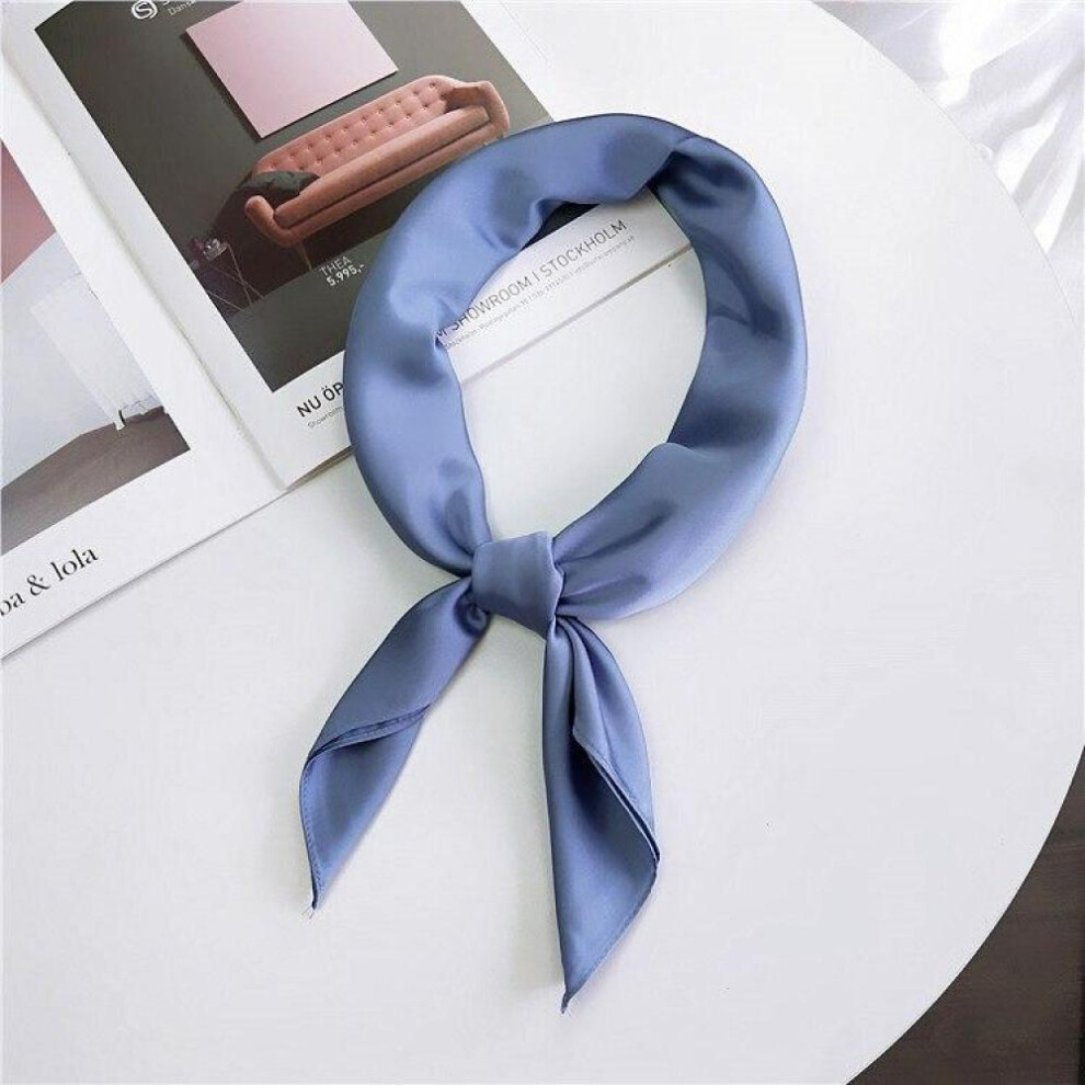 (sky blue) Fashion Kerchief Women Hijab Scarf Silk Satin Neck Scarfs Female 70cm*70cm Square Bandana Head Hair Scarves