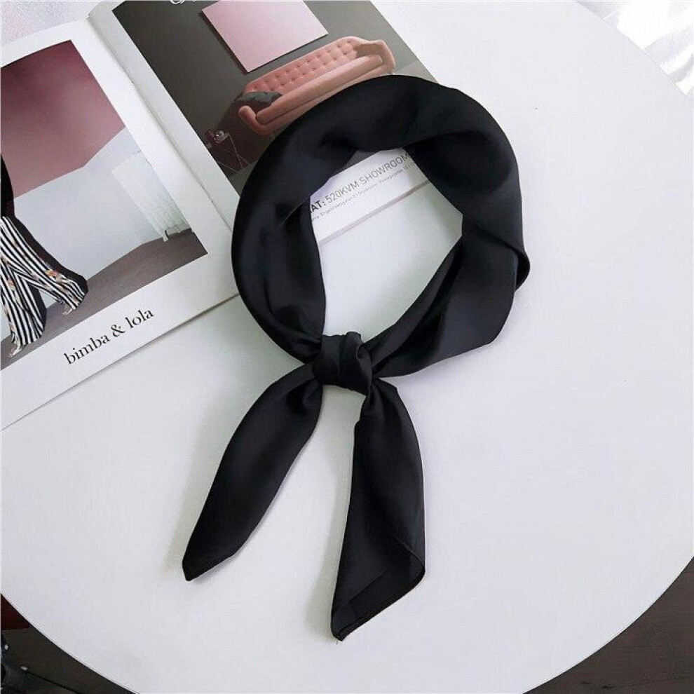 (black) Fashion Kerchief Women Hijab Scarf Silk Satin Neck Scarfs Female 70cm*70cm Square Bandana Head Hair Scarves