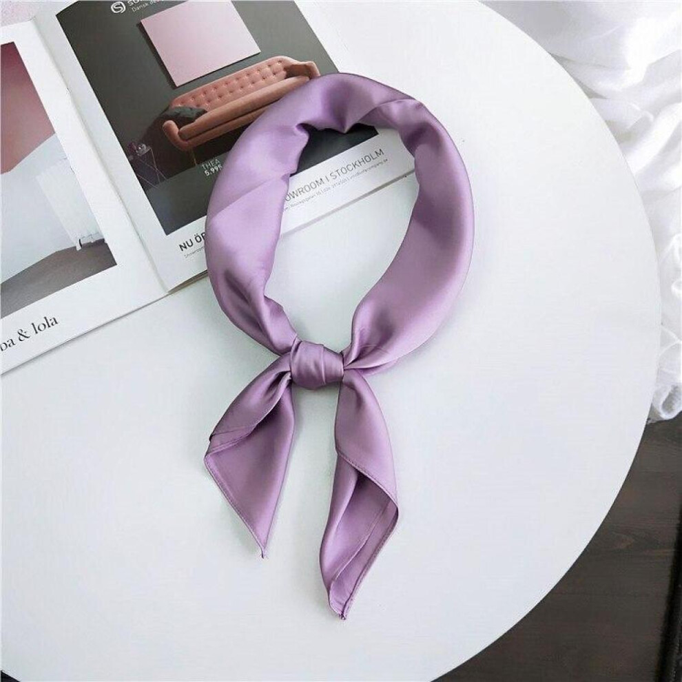 (purple) Fashion Kerchief Women Hijab Scarf Silk Satin Neck Scarfs Female 70cm*70cm Square Bandana Head Hair Scarves