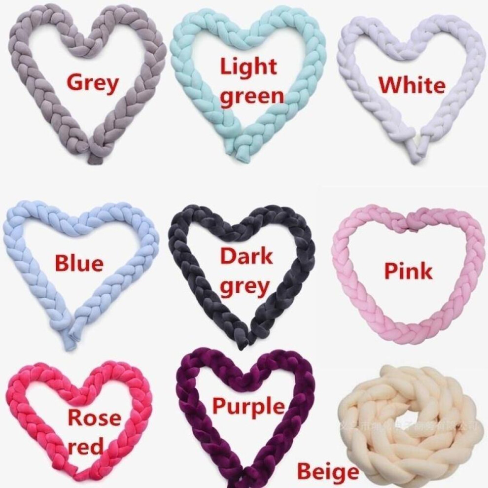 (3m, blue) Super Thick & Soft Baby Crib Weave Colored Strip Knot Pillow Baby Bedding Home Decorative Braided Crib Bumper Baby Sleeping Protection Cushion