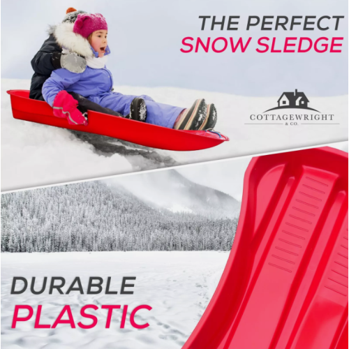 2x Heavy Duty Plastic Snow Sledge with Pull Rope 1