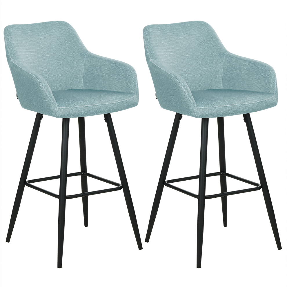 Set of 2 Bar Chairs CASMALIA Velvet Light Blue